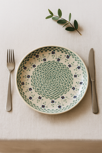 Sage Floral Dinner Plate Polish Pottery