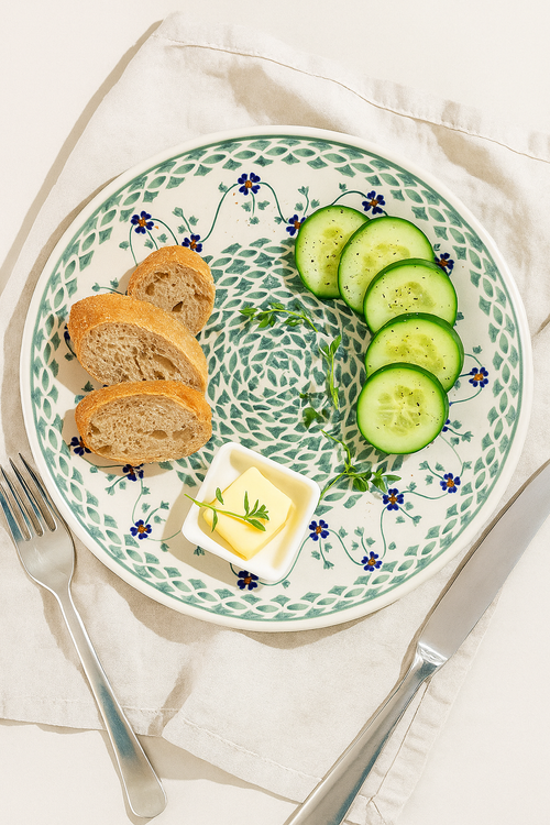Sage Floral Dinner Plate Polish Pottery