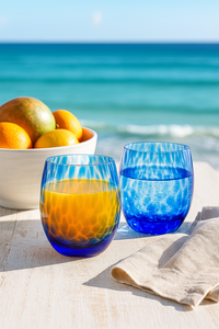 Cobalt Confetti Juice Glass Set Polish Pottery