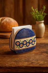 Peach Blossom Napkin Holder Polish Pottery