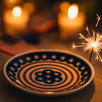 Stars & Stripes Dessert Plate Polish Pottery