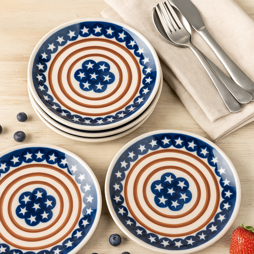 Stars & Stripes Dessert Plate Polish Pottery