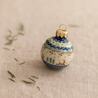 Reindeer Delight Small Christmas Ball Polish Pottery