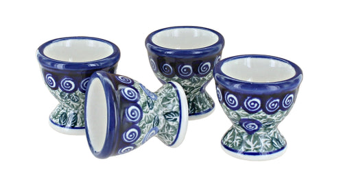 Polish Pottery Seaside Swirl Egg Cup Set