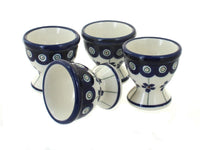 Polish Pottery Flowering Peacock Egg Cup Set