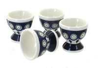 Polish Pottery Peacock Egg Cup Set