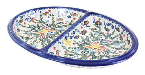 Polish Pottery Atlantis Large Divided Dish