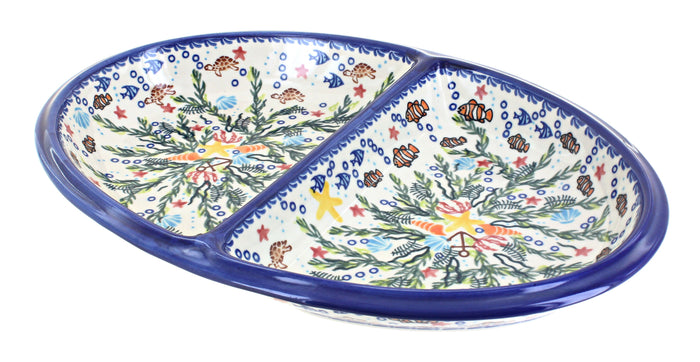 Polish Pottery Atlantis Large Divided Dish