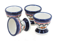 Polish Pottery Floral Butterfly Egg Cup Set