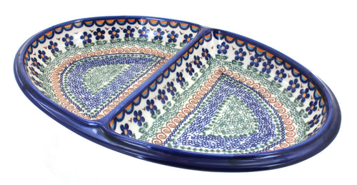 Polish Pottery Aztec Flower Large Divided Dish
