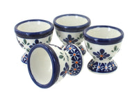 Polish Pottery Mosaic Flower Egg Cup Set