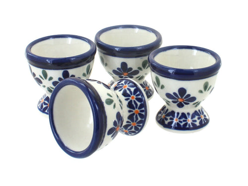 Polish Pottery Mosaic Flower Egg Cup Set