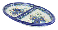 Polish Pottery Garden Of Blue Large Divided Dish