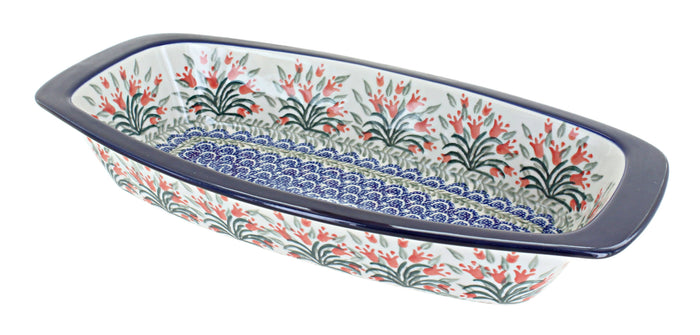 Polish Pottery Spring Tulip Long Serving Dish