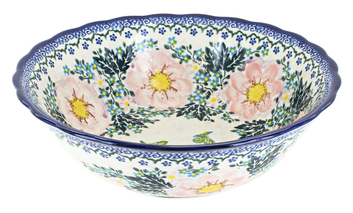 Polish Pottery Apple Blossom Large Serving Bowl