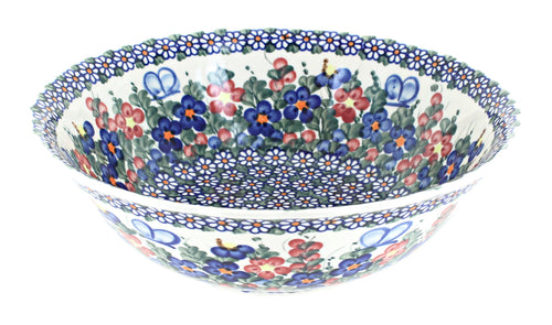 Polish Pottery Garden Butterfly Large Serving Bowl