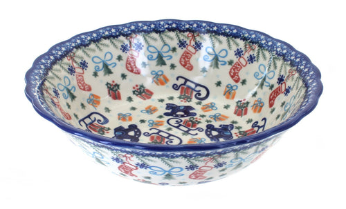 Polish Pottery Christmas Bounty Large Serving Bowl