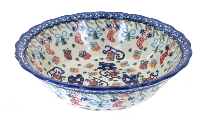Polish Pottery Christmas Bounty Large Serving Bowl