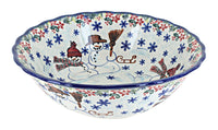 Polish Pottery Snowflake Friends Large Serving Bowl