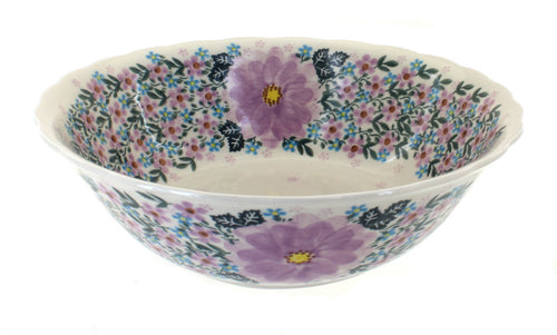 Polish Pottery Lilac Garden Large Serving Bowl