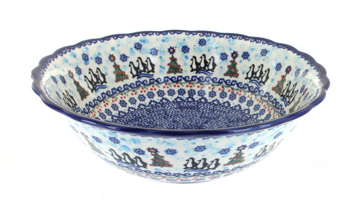 Arctic Holidays Large Serving Bowl Polish Pottery