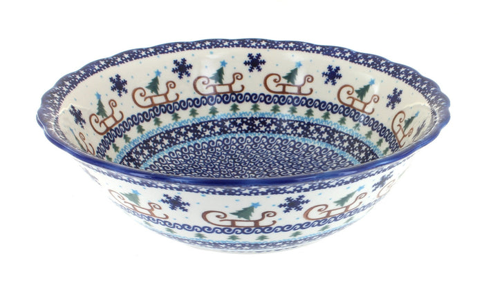 Polish Pottery Noel Nights Large Serving Bowl