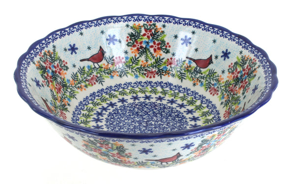 Winter Cardinal Large Serving Bowl