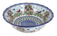 Polish Pottery Winter Cardinal Large Serving Bowl