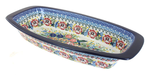 Polish Pottery Hummingbird Long Serving Dish