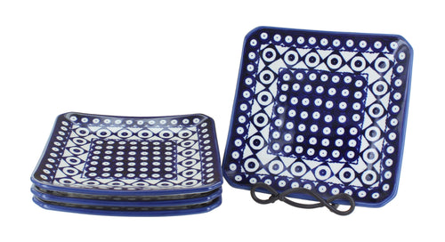 Polish Pottery Xandra Square Dessert Plate Set