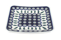 Polish Pottery Peacock Square Dessert Plate