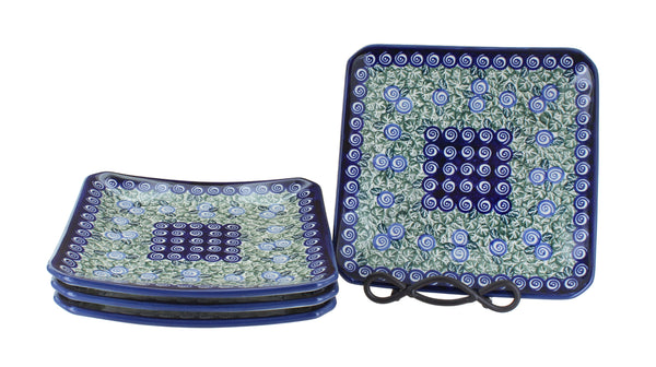 Seaside Swirl Square Dessert Plate Set
