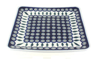 Polish Pottery Peacock Square Dinner Plate