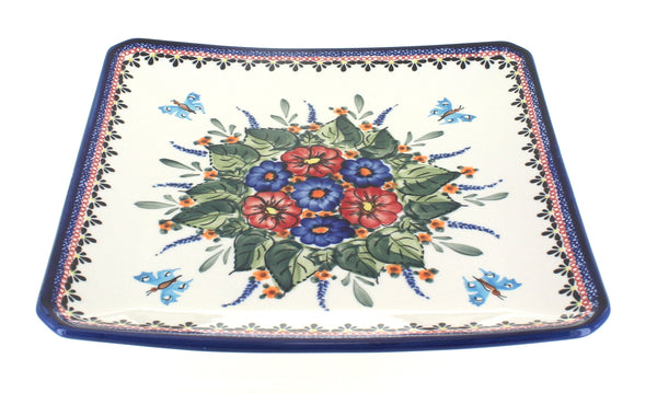 Floral Butterfly Square Dinner Plate