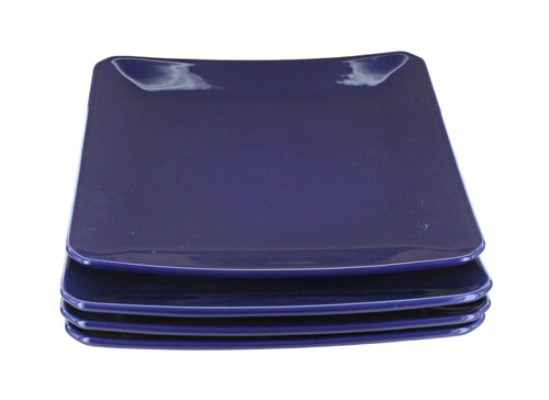 Polish Pottery Cobalt Square Dinner Plate Set