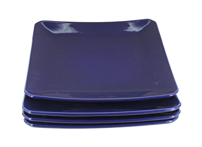 Polish Pottery Cobalt Square Dinner Plate Set