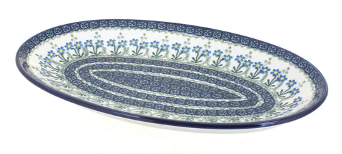 Polish Pottery Blue Posy Oval Platter