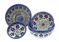 Polish Pottery Aztec Flower Measuring Bowl Set