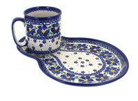 Polish Pottery Spring Blossom Breakfast Plate with Mug