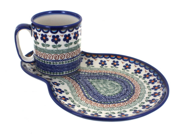 Aztec Flower Breakfast Plate with Mug