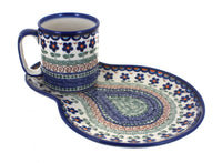 Polish Pottery Aztec Flower Breakfast Plate with Mug