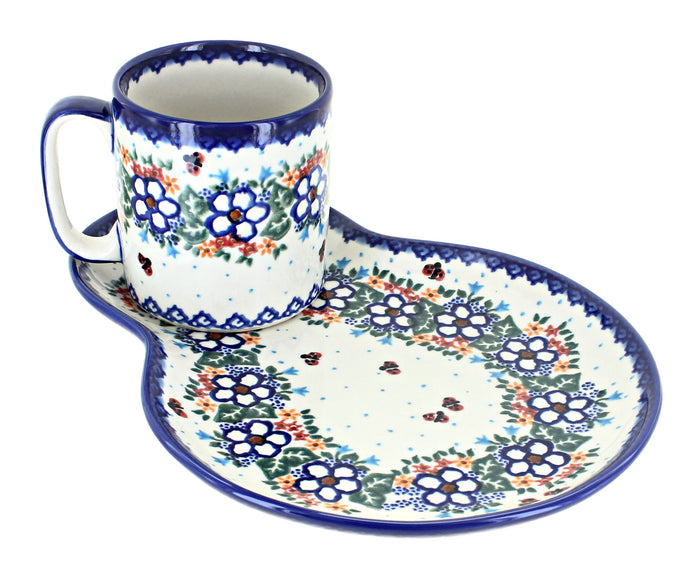 Polish Pottery Scarlett Breakfast Plate with Mug
