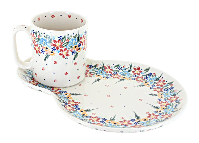 Polish Pottery Tara Breakfast Plate with Mug