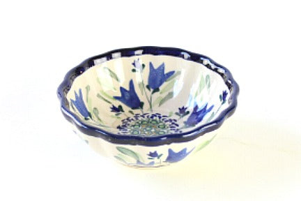 Blue Tulip Small Scallop Dish Polish Pottery