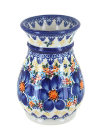 Polish Pottery Blue Dahlia Small Vase