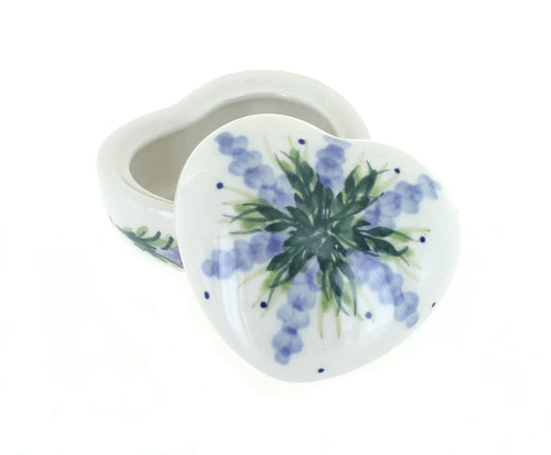 Polish Pottery Lavender Fields Heart Box