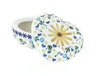 Polish Pottery Yellow Daisy Heart Box