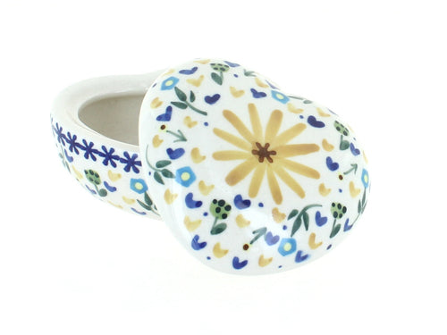 Polish Pottery Yellow Daisy Heart Box
