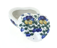 Polish Pottery Pansies Heart Box