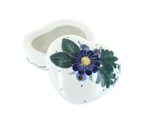 Polish Pottery Forget Me Not Heart Box